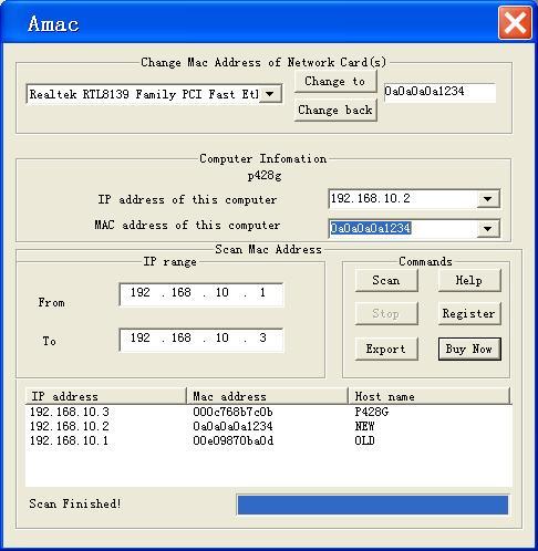 Find  Mac Address pro Screenshot